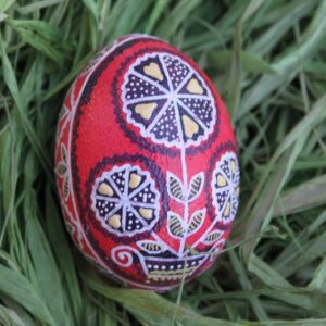 Easter eggs on wooden eggs